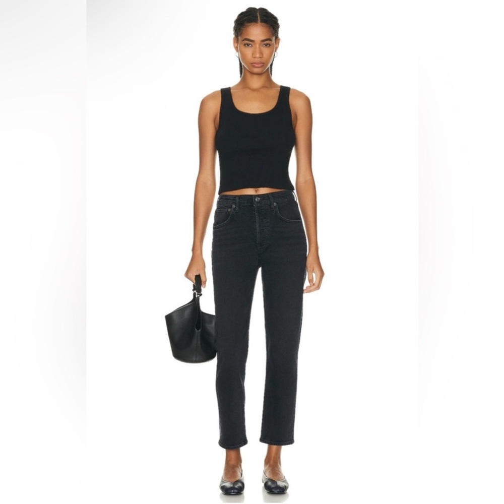 Agolde Riley High Rise Straight Jeans Black size 29